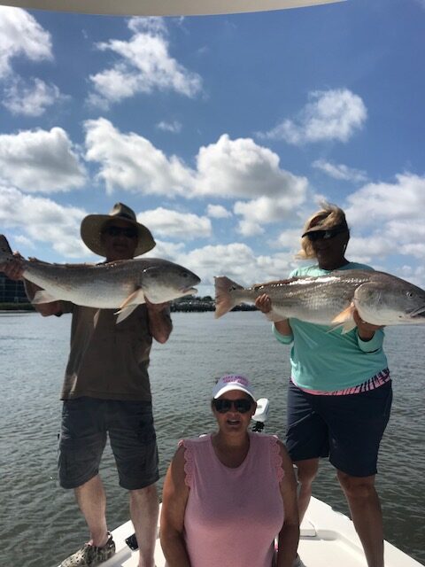 Double Redfish Caught on an Inshore Fishing Charter